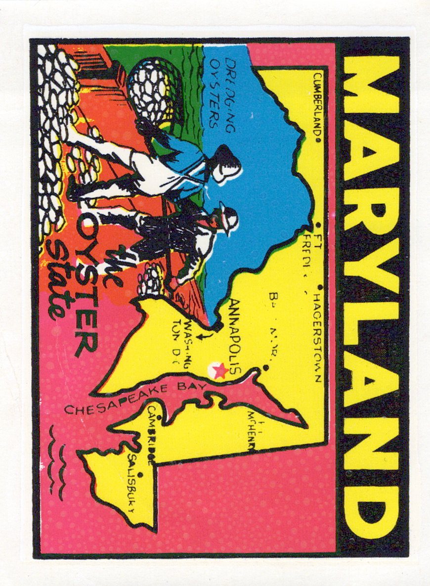 (image for) Maryland (2) State Map Vintage Vacation Stickers